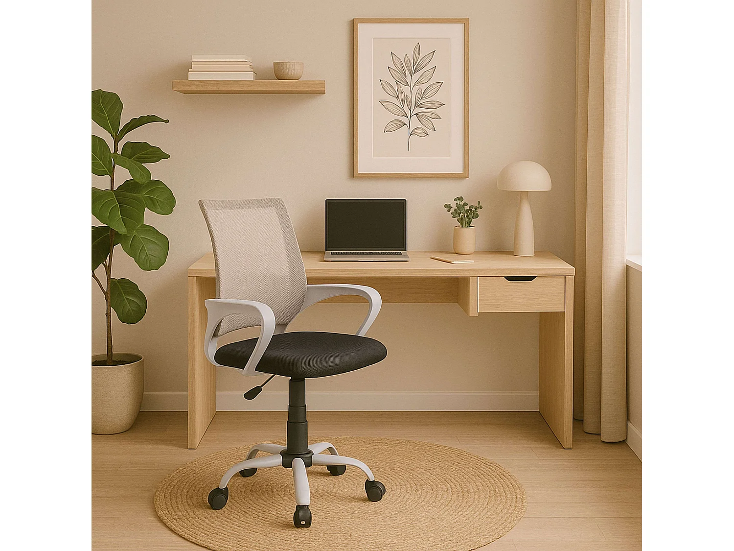 Chaise de bureau pivotante contemporaine noire et grise