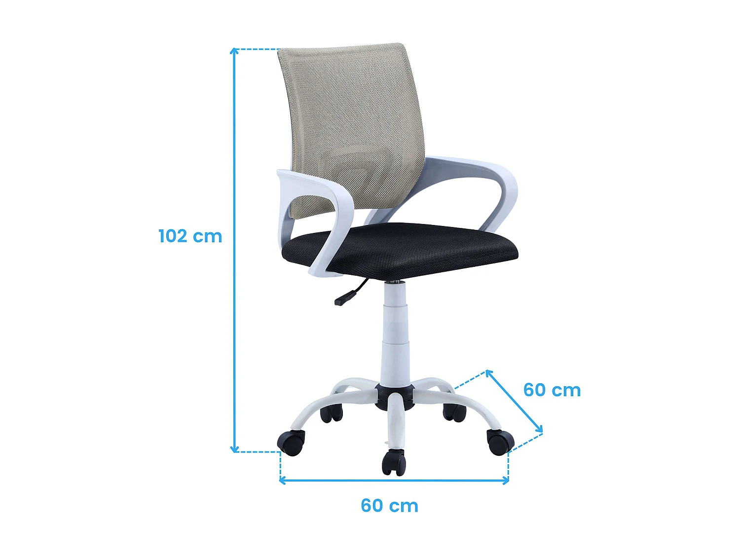 Chaise de bureau pivotante contemporaine noire et grise