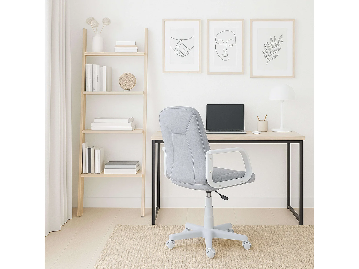 Sillón giratorio Génesis altura regulable gris perla 88-96x55x55 cm Adec