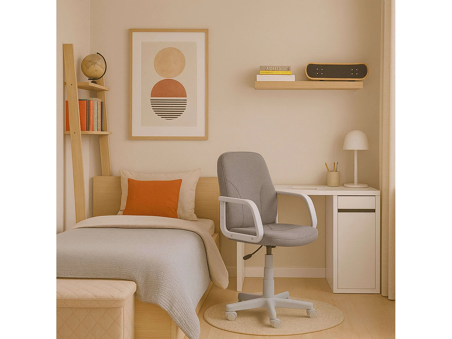 Sillón giratorio Génesis altura regulable gris perla 88-96x55x55 cm Adec