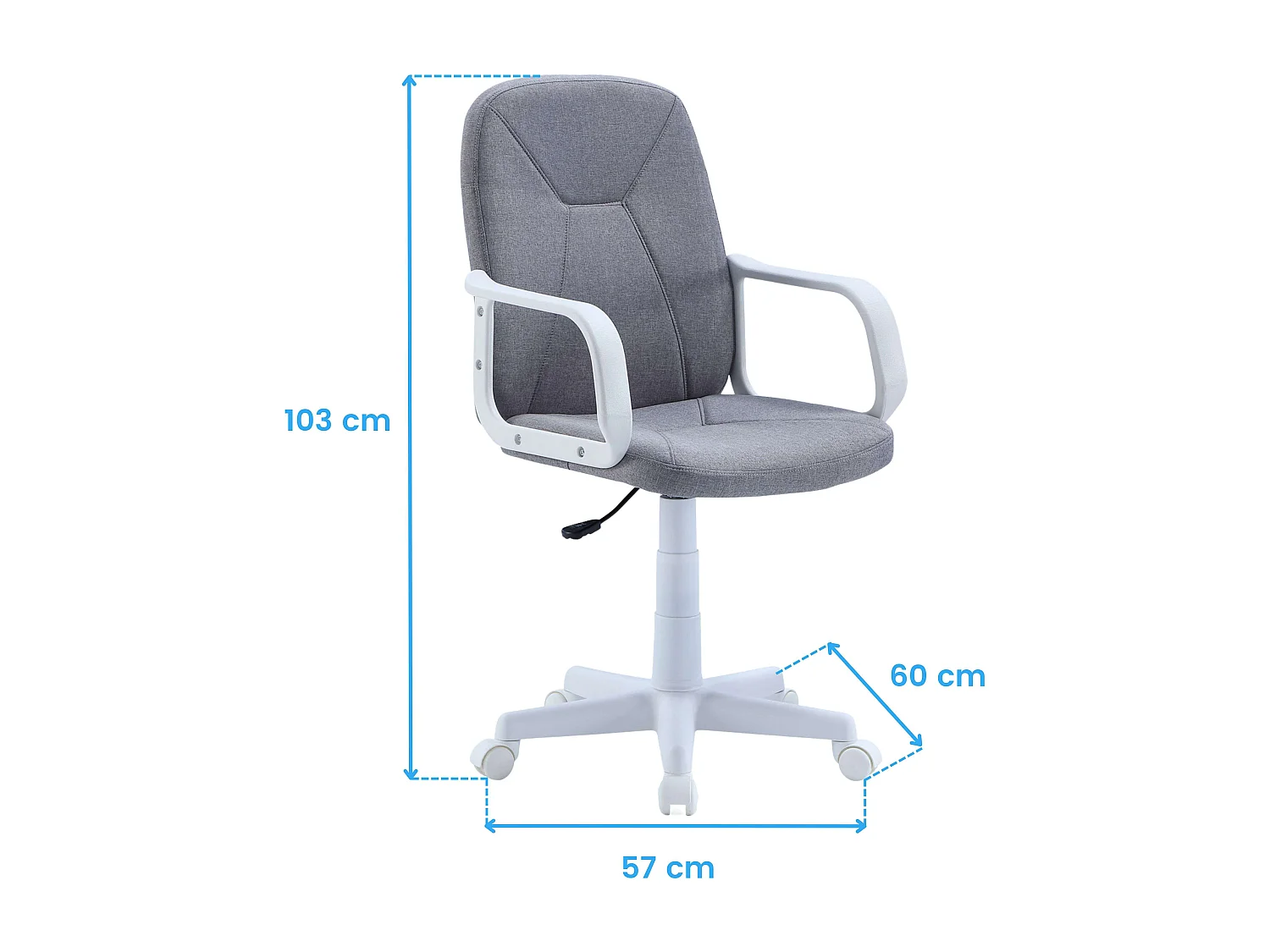 Sillón giratorio Génesis altura regulable gris perla 88-96x55x55 cm Adec