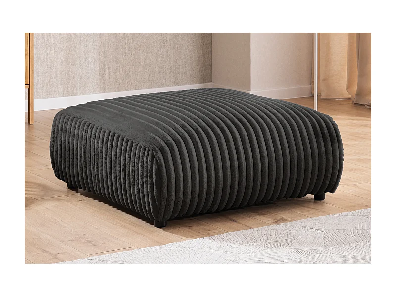 Mollis - Hocker aus Dunkelgrau Plüschcord schöner Sitzkomfort