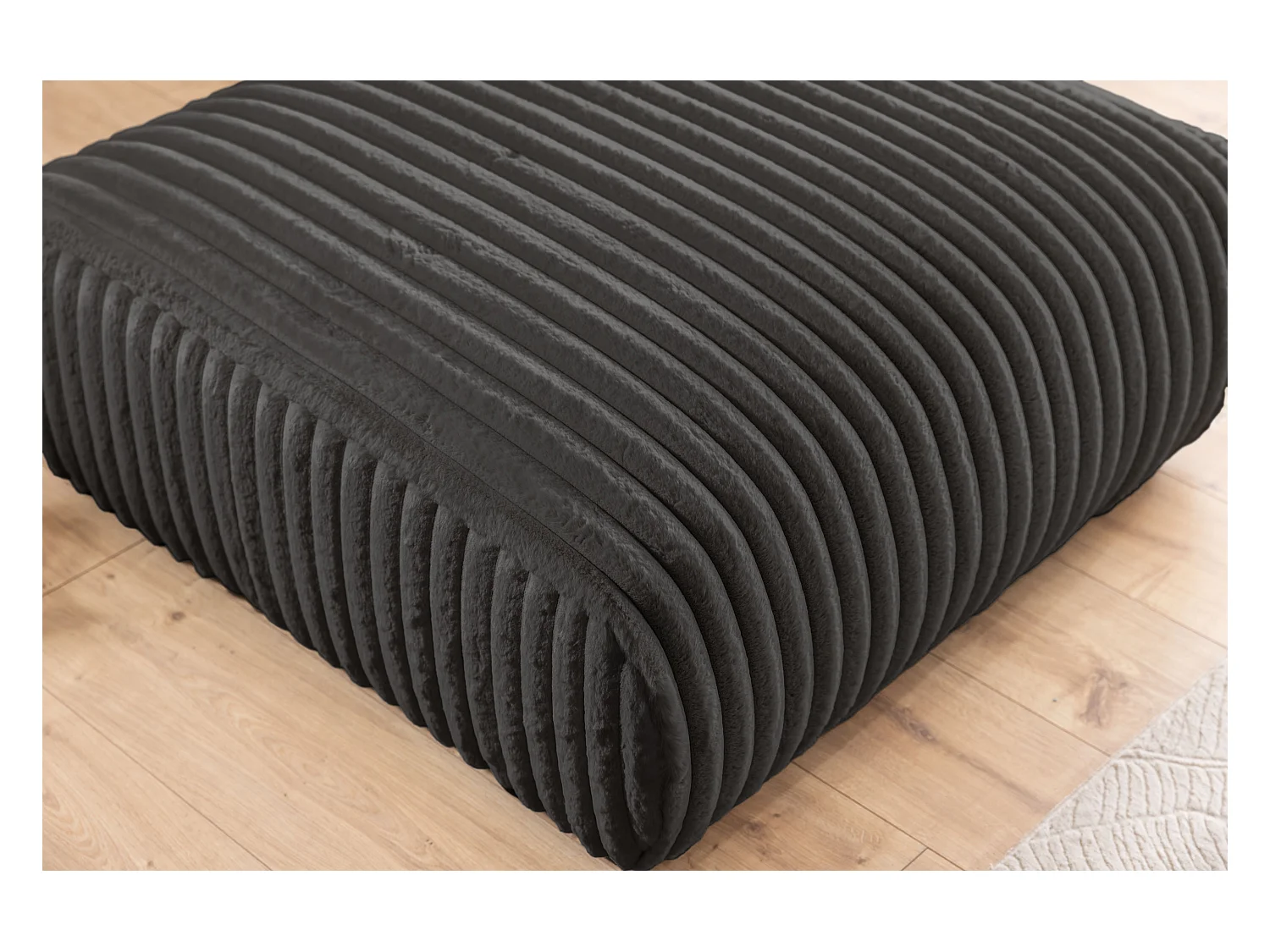 Mollis - Hocker aus Dunkelgrau Plüschcord schöner Sitzkomfort