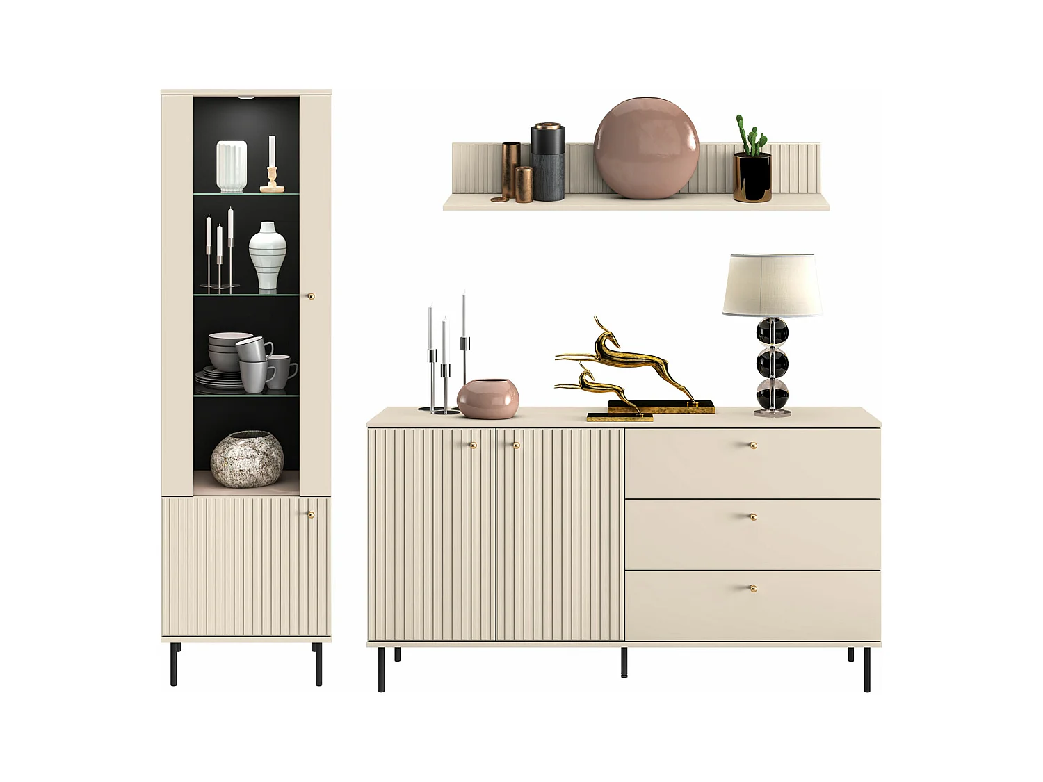 WOHNWAND Sophie kaschmir matt 3-teilig