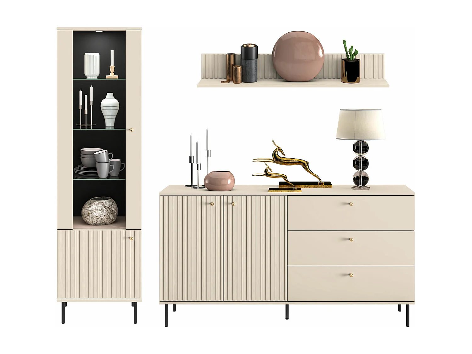 WOHNWAND Sophie kaschmir matt 3-teilig