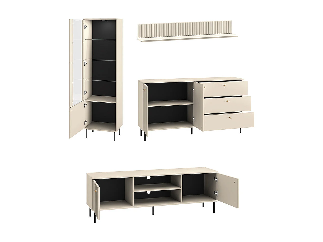 WOHNZIMMER-SET Sophie kaschmir matt 4-teilig