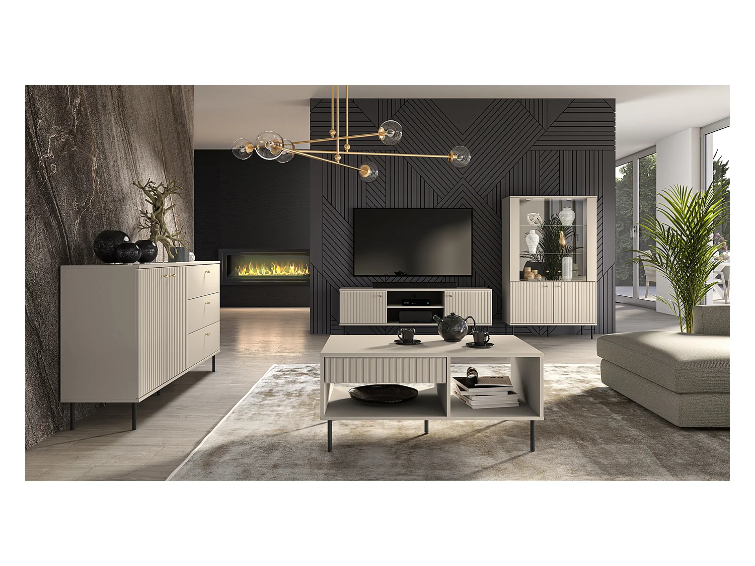 WOHNZIMMER-SET Sophie kaschmir matt 4-teilig