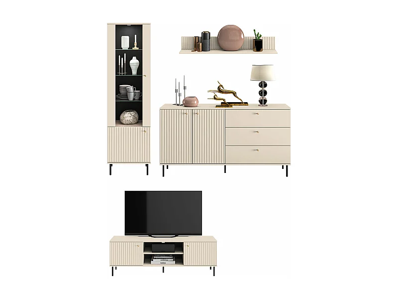 WOHNZIMMER-SET Sophie kaschmir matt 4-teilig