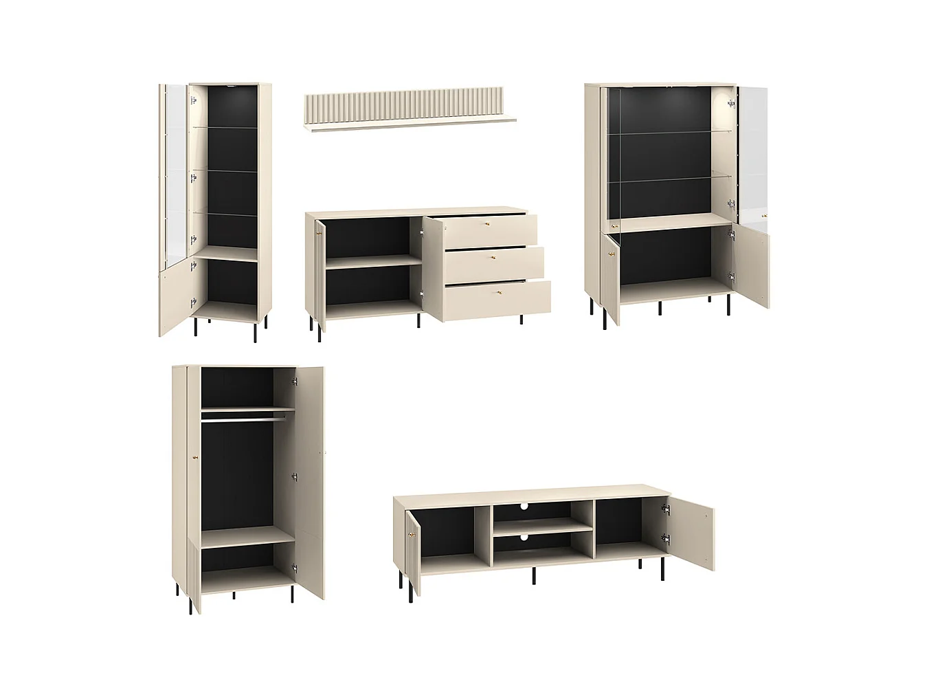 WOHNZIMMER-SET Sophie kaschmir matt 6-teilig