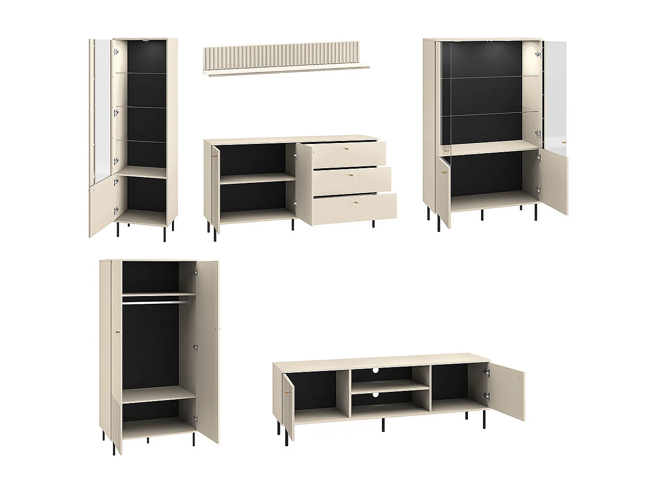 WOHNZIMMER-SET Sophie kaschmir matt 6-teilig