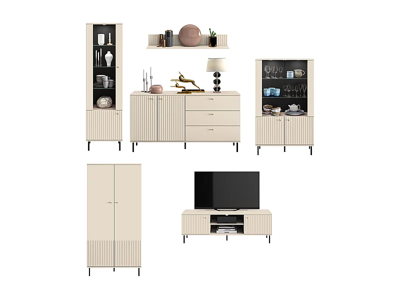 WOHNZIMMER-SET Sophie kaschmir matt 6-teilig