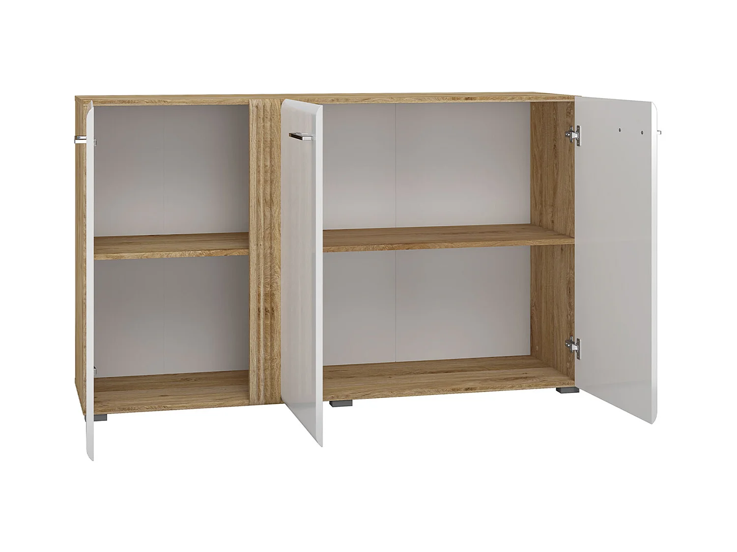 WOHNZIMMER-SET Adagio weiß Hochglanz / Eiche castello 2-teilig