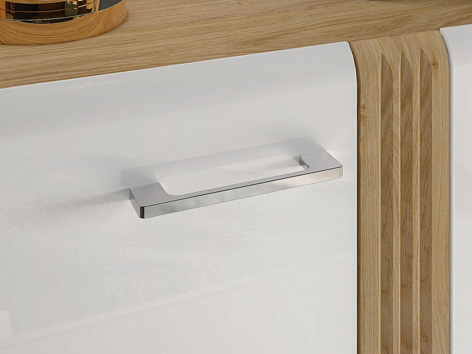 WOHNZIMMER-SET Adagio weiß Hochglanz / Eiche castello 2-teilig