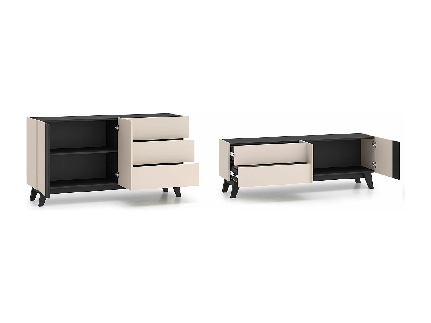 WOHNZIMMER-SET Freshion Kaschmir / Schwarz 2-teilig