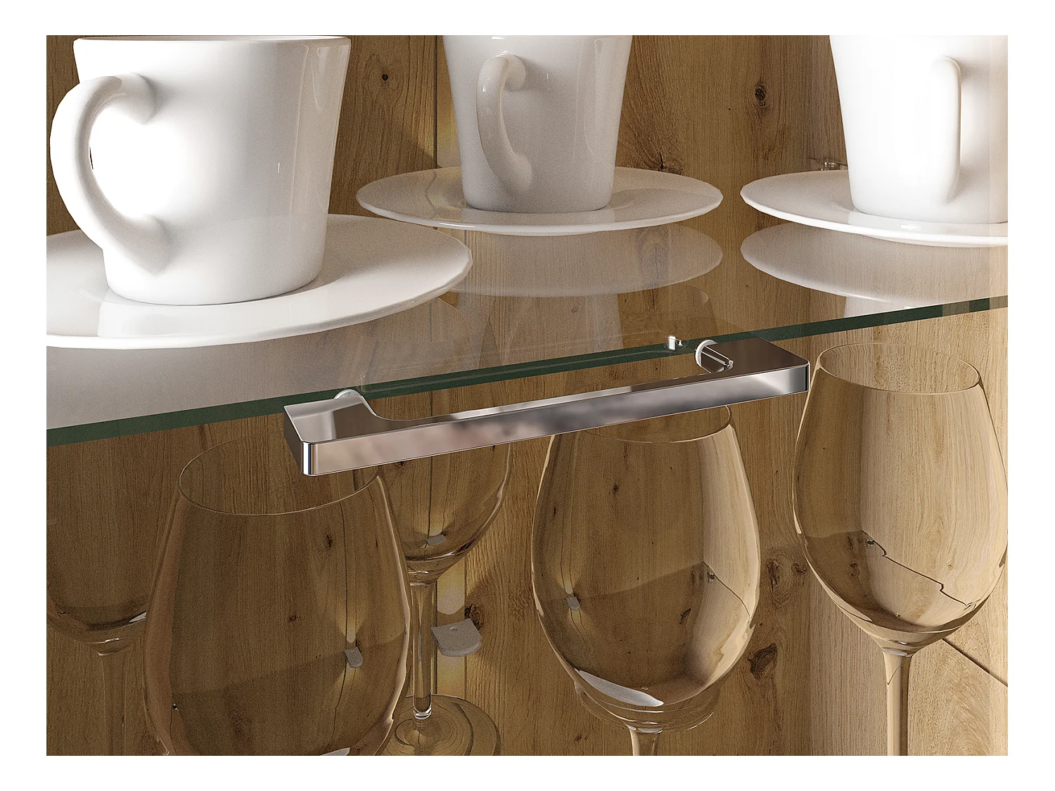 WOHNZIMMER-SET Adagio weiß Hochglanz / Eiche castello 6-teilig