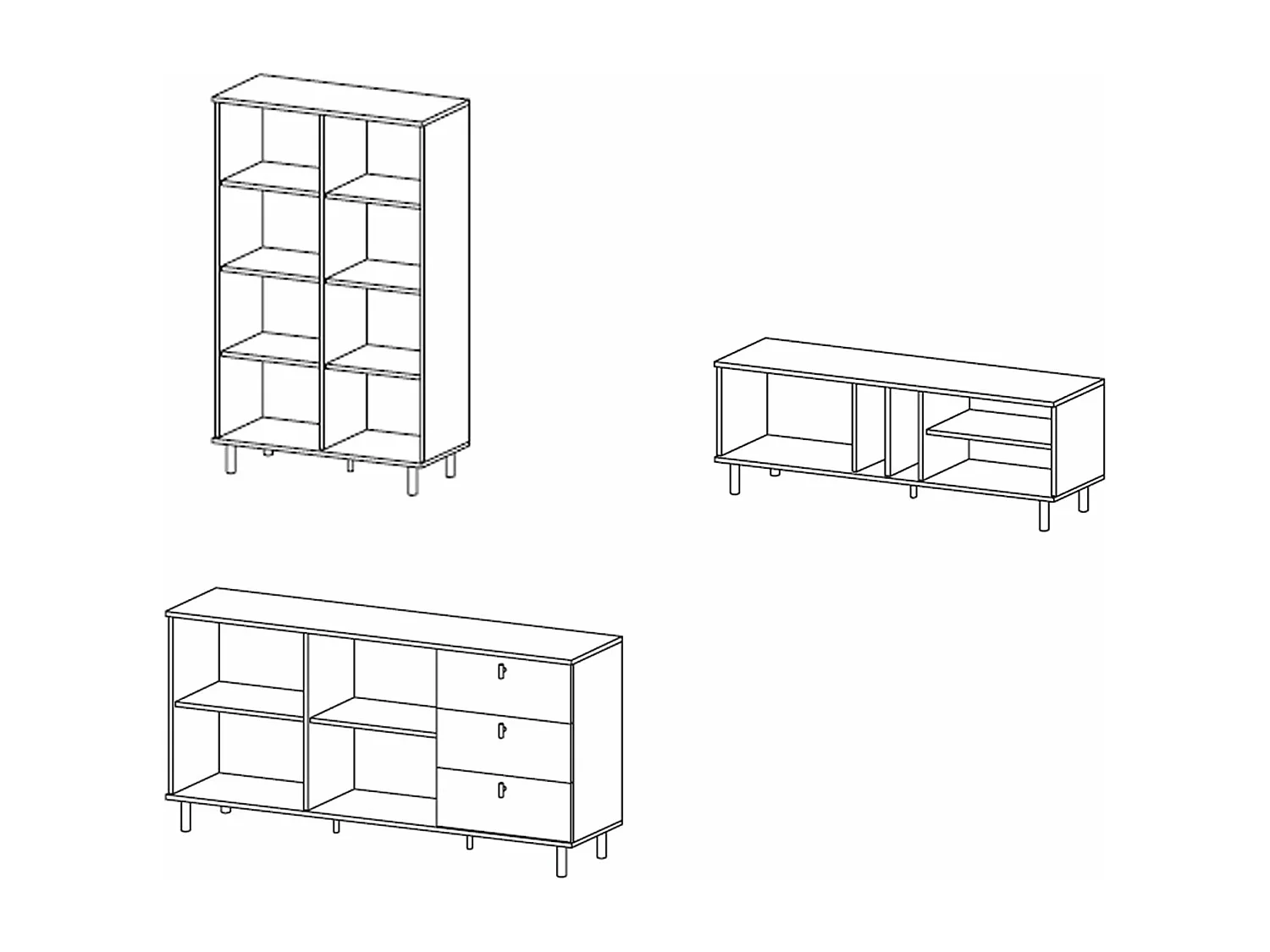WOHNZIMMER-SET Madis sand grange eiche / anthrazit 3-teilig