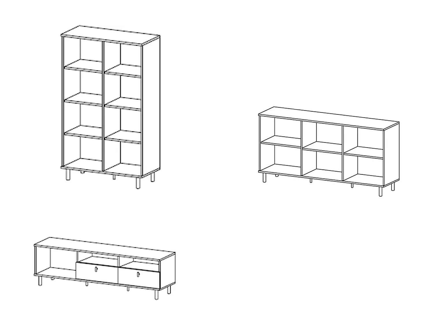 WOHNZIMMER-SET Madis sand grange eiche / anthrazit 3-teilig