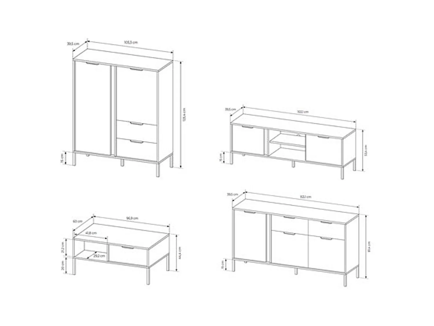 WOHNZIMMER-SET Lars anthrazit/gold 4-teilig