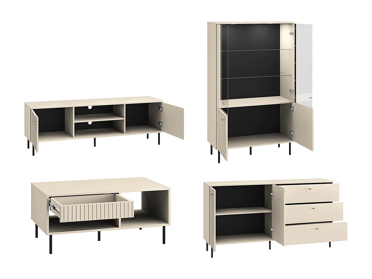 WOHNZIMMER-SET Sophie kaschmir matt 4-teilig