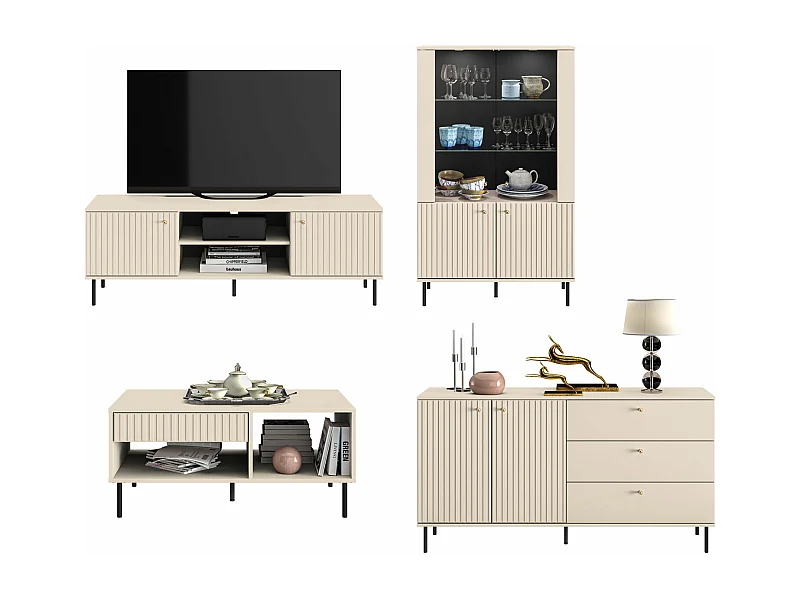 WOHNZIMMER-SET Sophie kaschmir matt 4-teilig