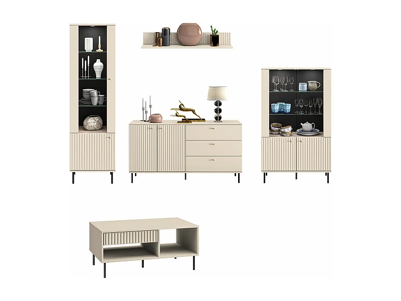 WOHNZIMMER-SET Sophie kaschmir matt 5-teilig