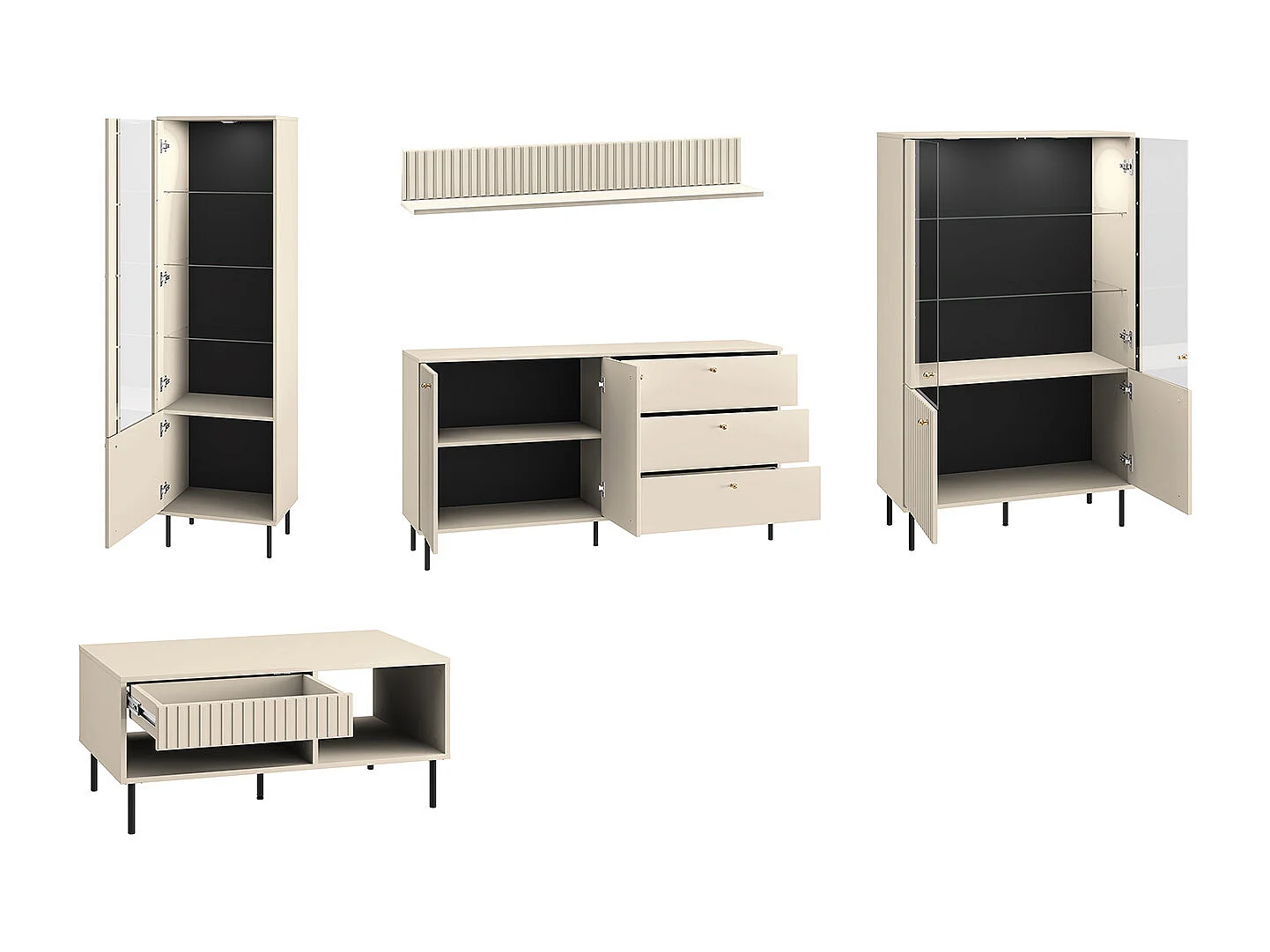 WOHNZIMMER-SET Sophie kaschmir matt 5-teilig