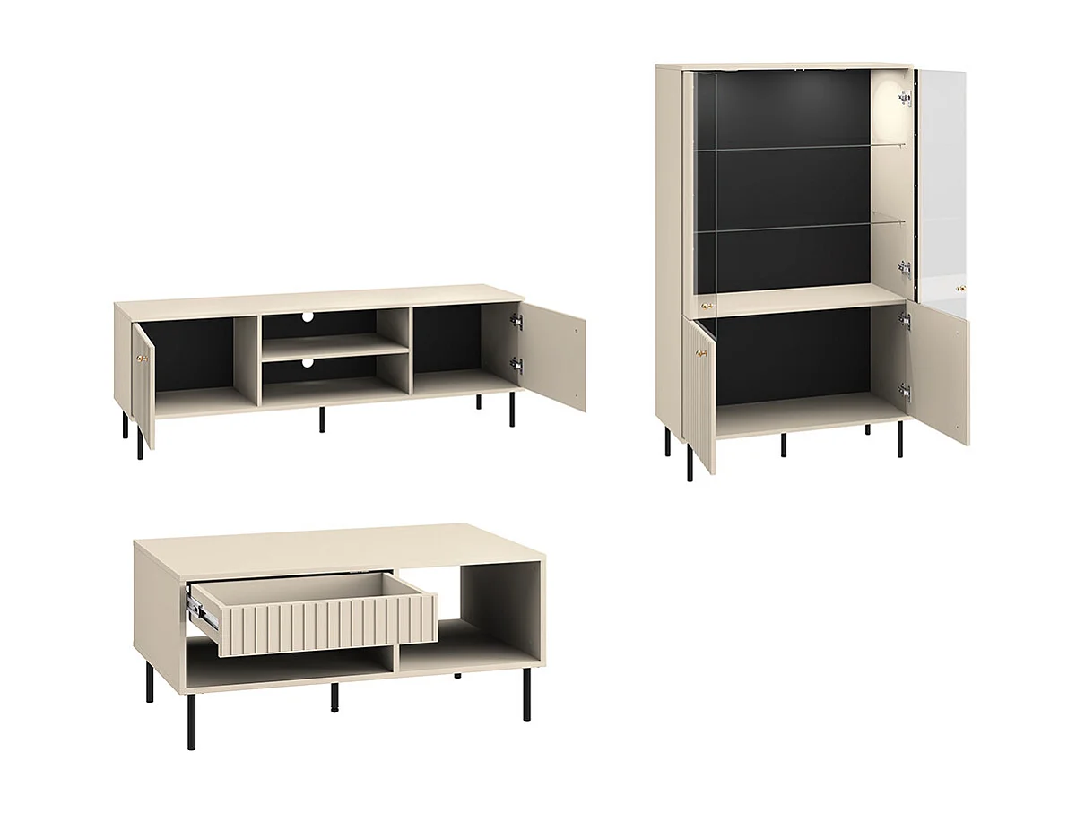 WOHNZIMMER-SET Sophie kaschmir matt 3-teilig