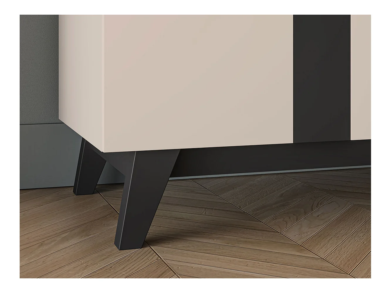 KLEIDERSCHRANK Freshion Kaschmir / Schwarz 90 / 53 / 200cm