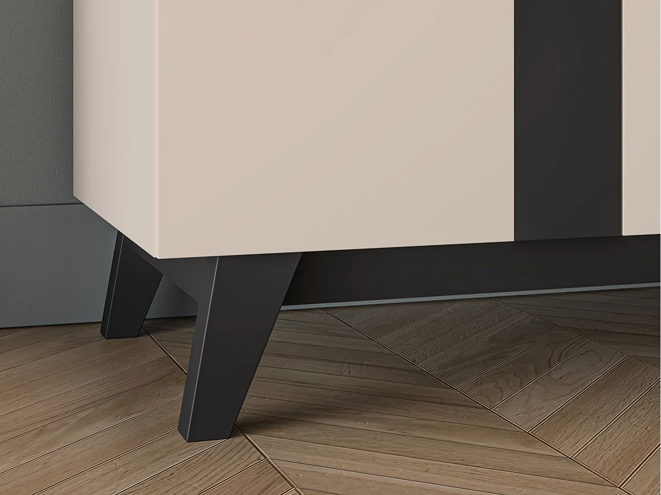 KLEIDERSCHRANK Freshion Kaschmir / Schwarz 90 / 53 / 200cm