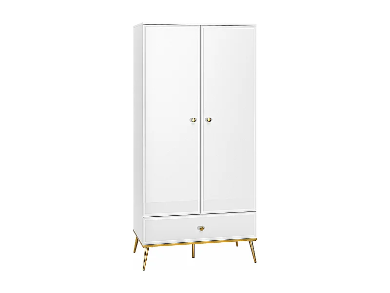 KLEIDERSCHRANK Goldin weiß / weiß hochglanz / gold 92 / 53 / 190cm