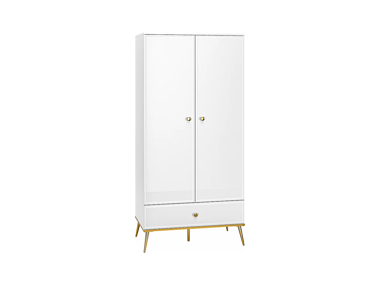 KLEIDERSCHRANK Goldin weiß / weiß hochglanz / gold 92 / 53 / 190cm