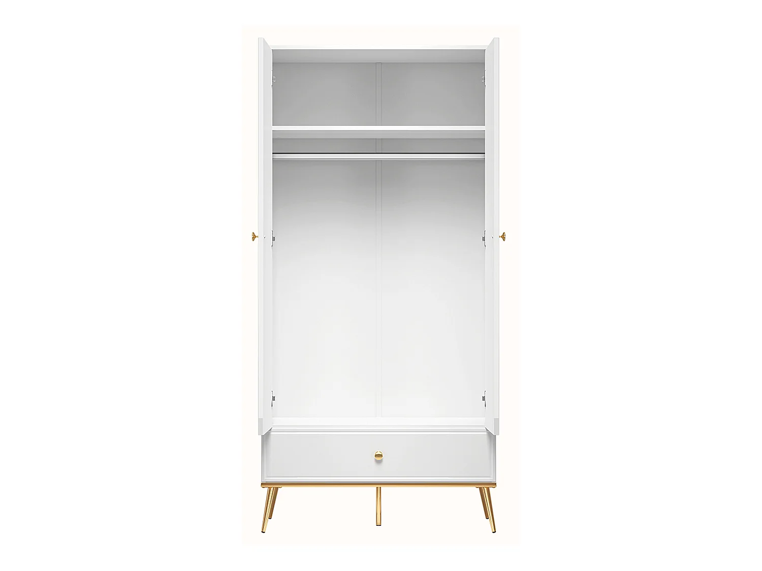 KLEIDERSCHRANK Goldin weiß / weiß hochglanz / gold 92 / 53 / 190cm