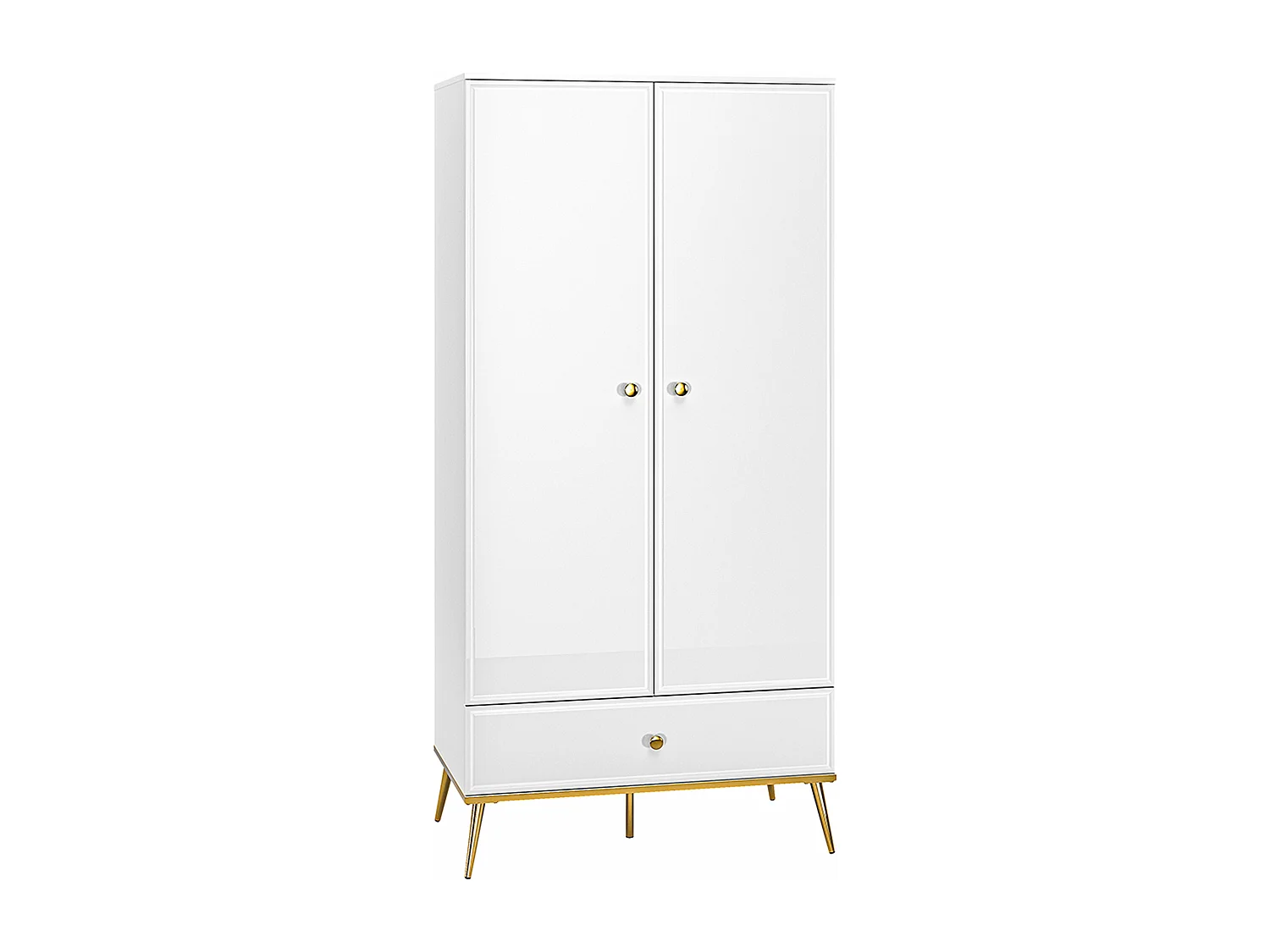 KLEIDERSCHRANK Goldin weiß / weiß hochglanz / gold 92 / 53 / 190cm