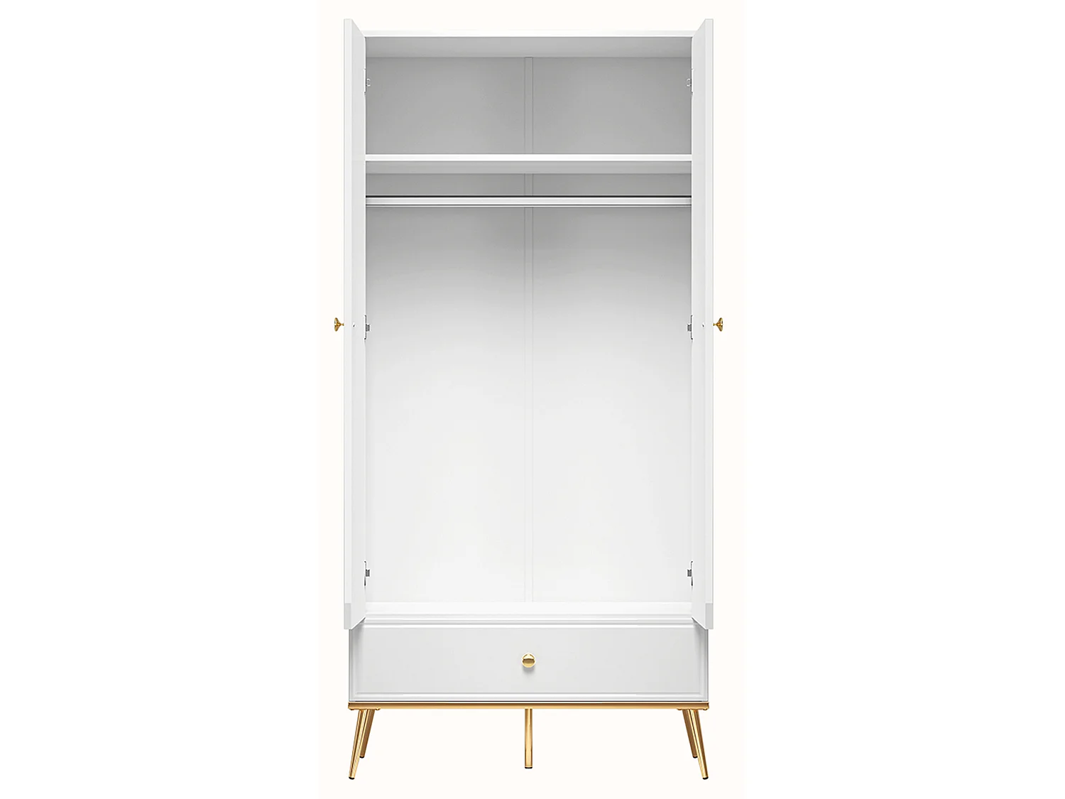 KLEIDERSCHRANK Goldin weiß / weiß hochglanz / gold 92 / 53 / 190cm