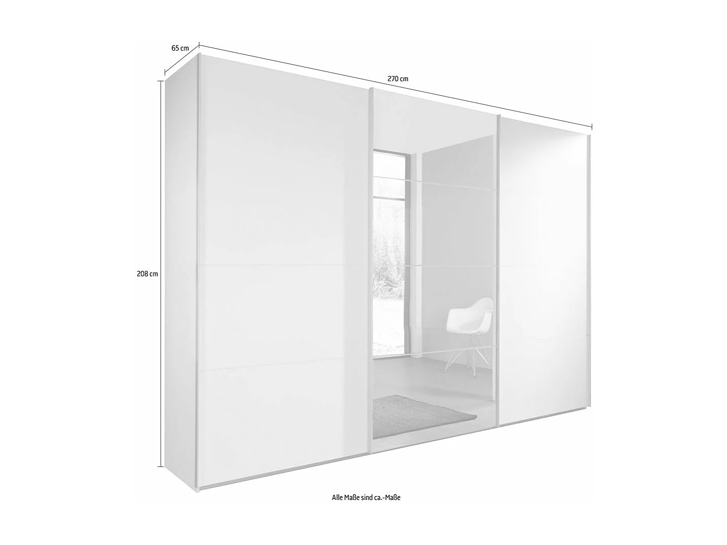 SCHWEBETÜRENSCHRANK Ernie Premium weiß 270 / 65 / 210cm