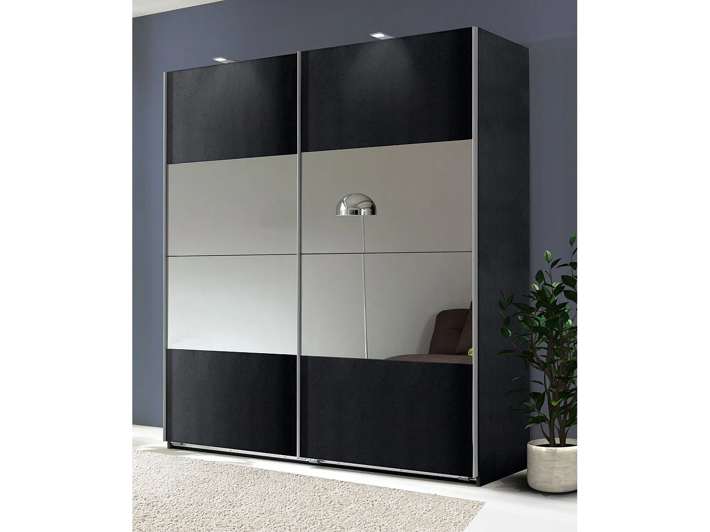 SCHWEBETÜRENSCHRANK Easy Plus Graphit 135 / 65 / 210 cm