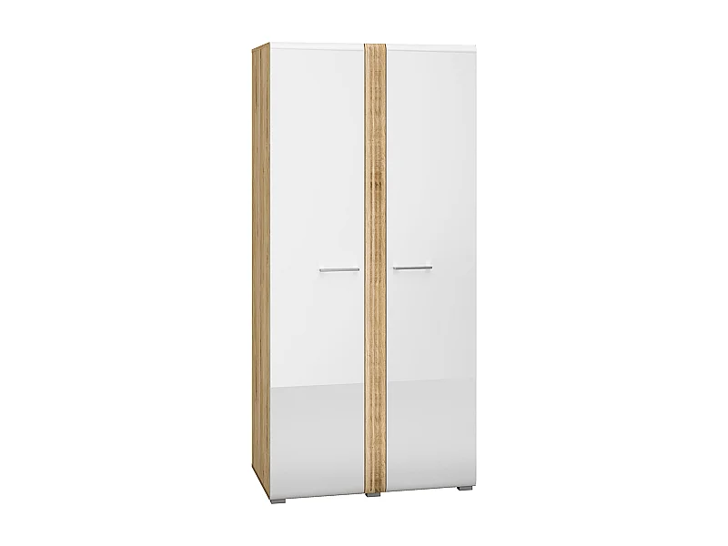 KLEIDERSCHRANK Adagio weiß hochglanz / Eiche castello 92 / 56 / 196cm