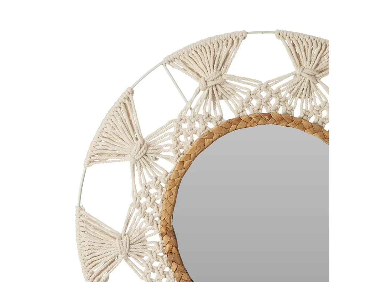 Espejo de pared boho redondo con cuerda natural Ø45 cm