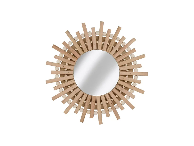 Espejo de pared redondo bohemio madera Ø30 cm
