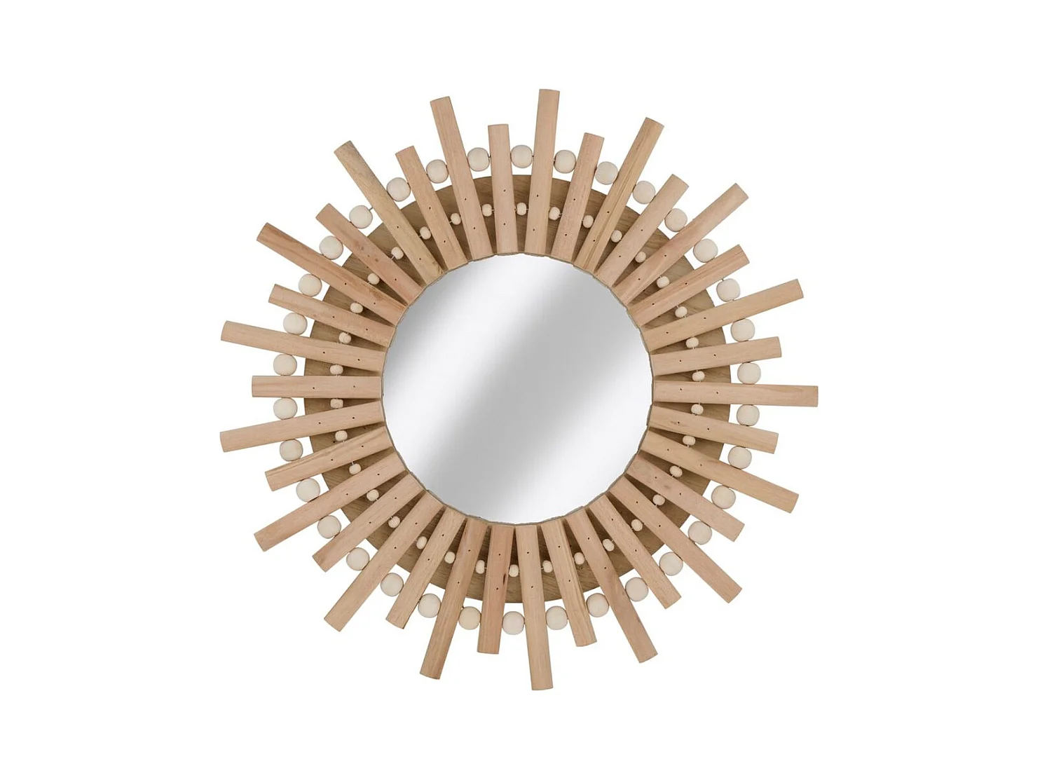 Espejo de pared redondo bohemio madera Ø30 cm