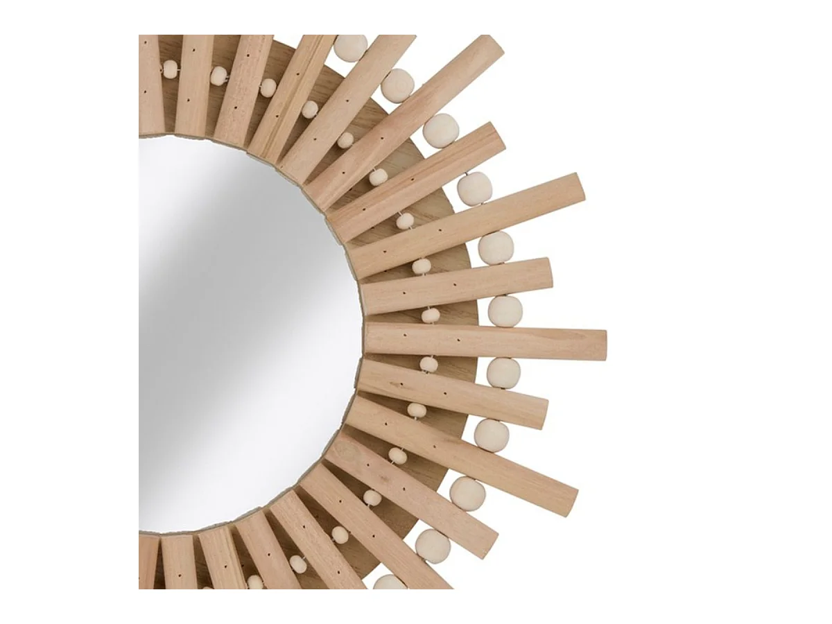 Espejo de pared redondo bohemio madera Ø30 cm