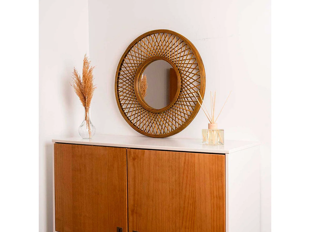 Espejo MOA Vinthera circular marrón Ø59 cm