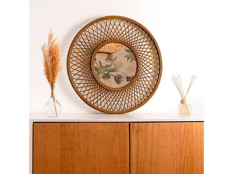 Espejo MOA Vinthera circular marrón Ø59 cm