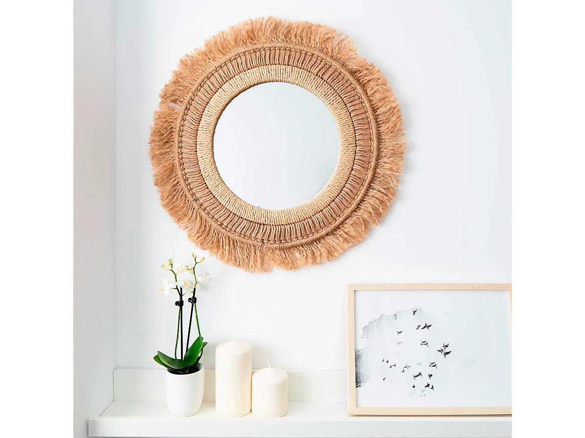 Espejo MOA Vinthera circular yute marrón Ø50 cm
