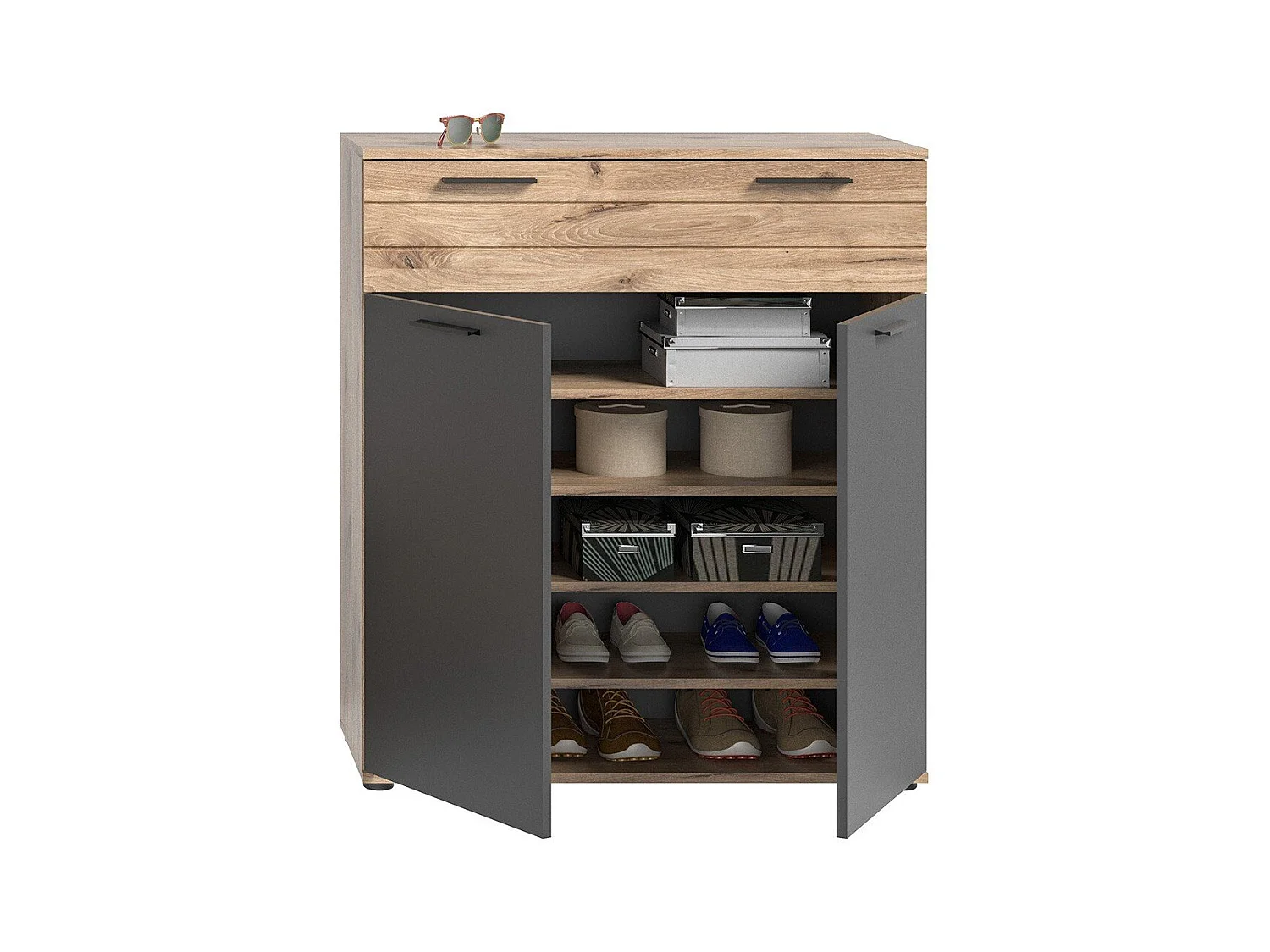 Meuble à chaussures 1 tiroir et 2 portes L90 cm - MASON