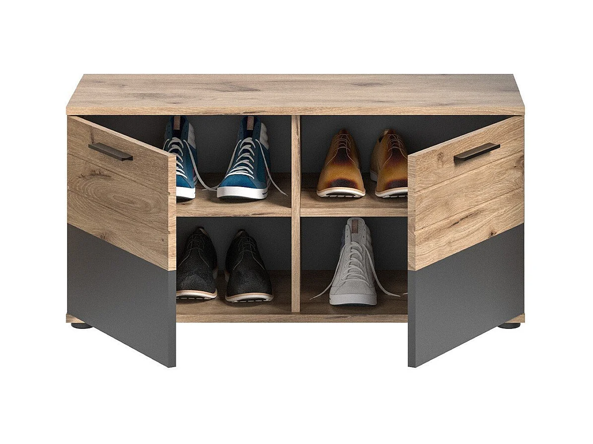 Banc avec rangement chaussures 2 portes L90 cm - MASON