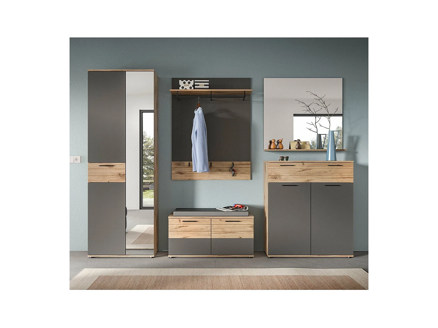 Banc avec rangement chaussures 2 portes L90 cm - MASON