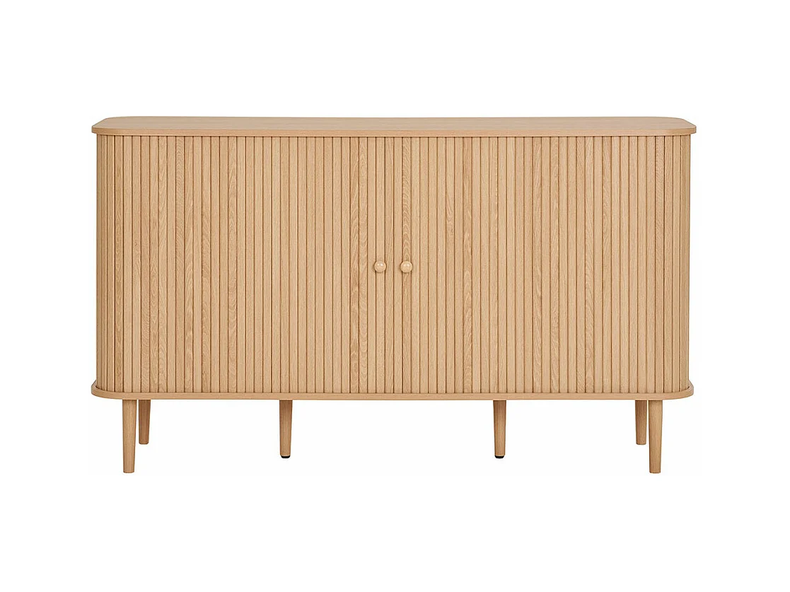 Nikko - Buffet 2 portes coulissantes en bois L140cm - Bois clair