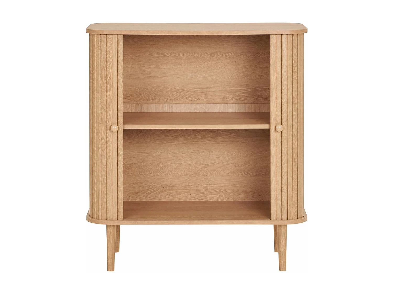 Nikko - Buffet 2 portes coulissantes en bois H87cm - Bois clair