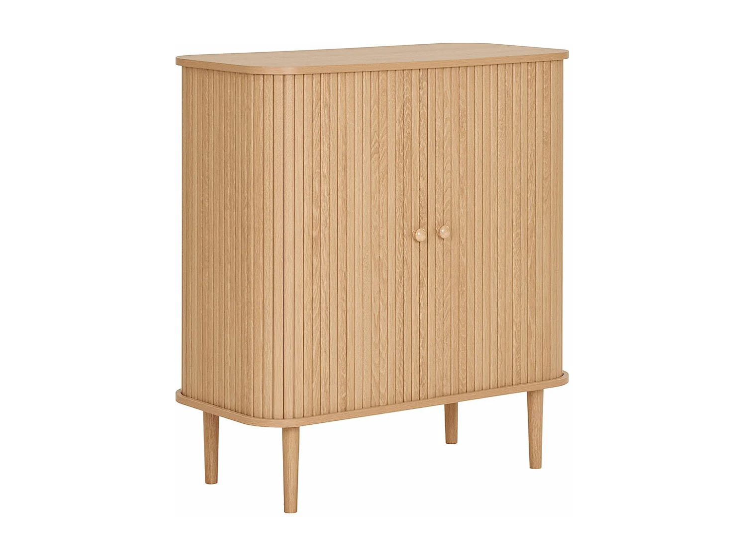 Nikko - Buffet 2 portes coulissantes en bois H87cm - Bois clair